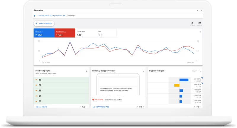 구글애즈에 인터페이스에 대해 설명하고 있는 구글애즈 전문 기업 테라그로스의 홈페이지 첨부자료