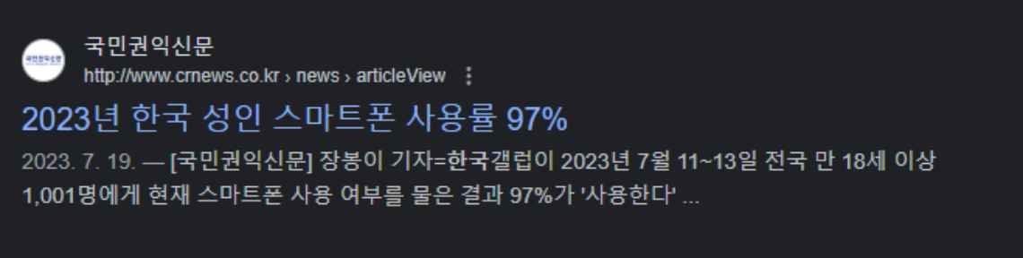 23년 기준 한국 성인 스마트폰 사용률 97% 구글 애즈 설명 알파벳 구글 기업 구조