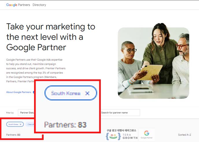 구글 광고 대행사 테라그로스에서 확인한 구글 공식 파트너는 83군데 구글 광고 대행사의 역할로는 캠페인 전략수립, 광고 최적화, 성과 분석및 보고, 비용관리 등이 있으며 광고주의 광고 최대 효율을 내기 위해 최선을 다하는 파트너입니다.